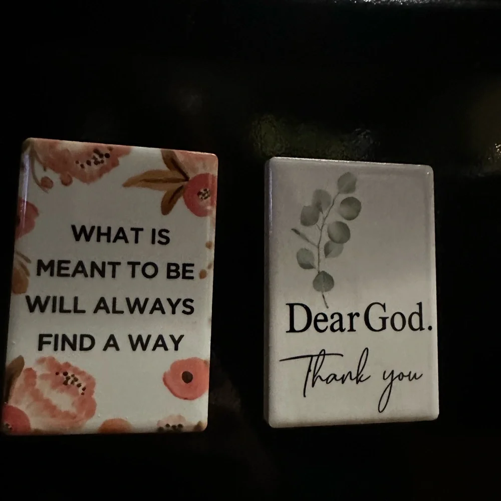 Set of 2 Inspirational Magnets Dear God, Thank You & What is Meant to Be… NWT
